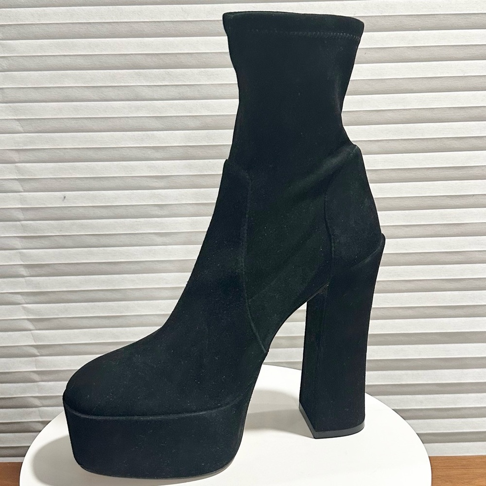 🌹STUART WEITZMAN🌹 Skyhigh Black Platform Booties In Black Size: 9 - Picture 5 of 14